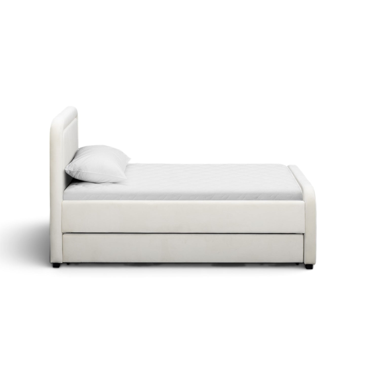 Briella Performance Velvet Trundle Bed in Twin - Cream - Image 5