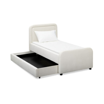 Briella Performance Velvet Trundle Bed in Twin - Cream - Image 2