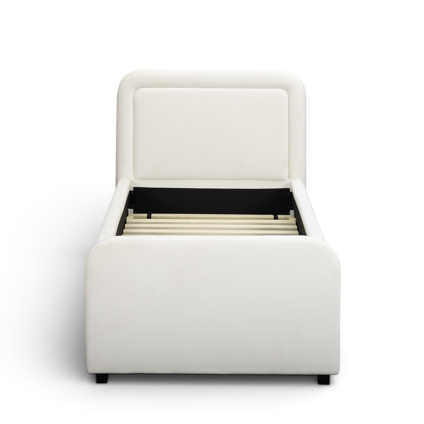 Briella Performance Velvet Trundle Bed in Twin - Cream - Image 8