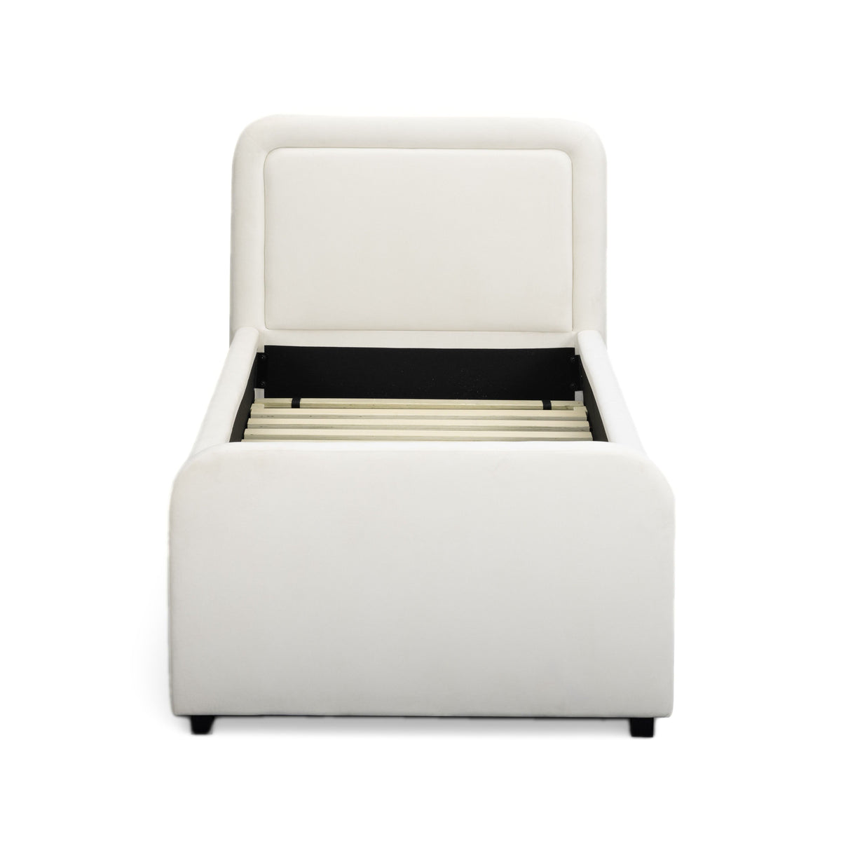 Briella Performance Velvet Trundle Bed in Twin - Cream - Image 8