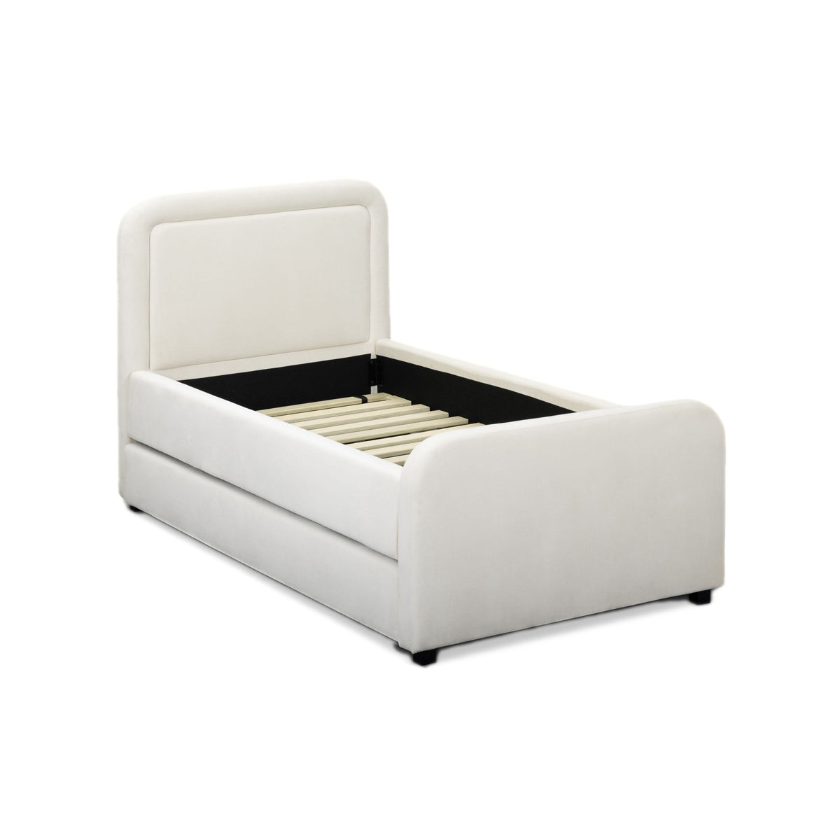 Briella Performance Velvet Trundle Bed in Twin - Cream - Image 10
