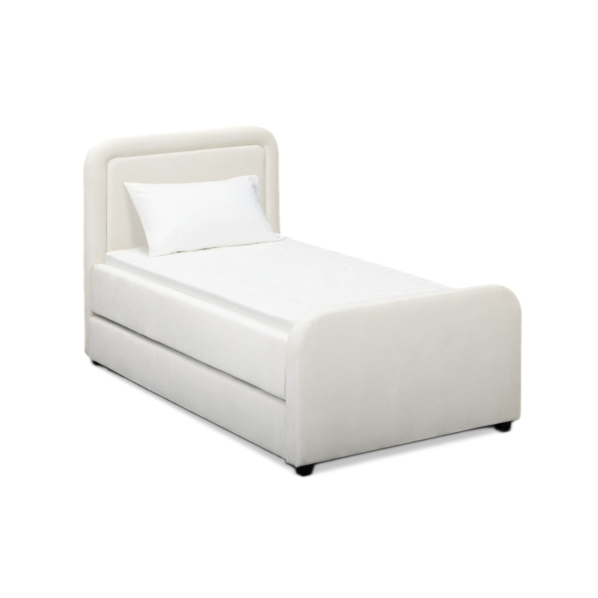 Briella Performance Velvet Trundle Bed in Twin - Cream - Image 5