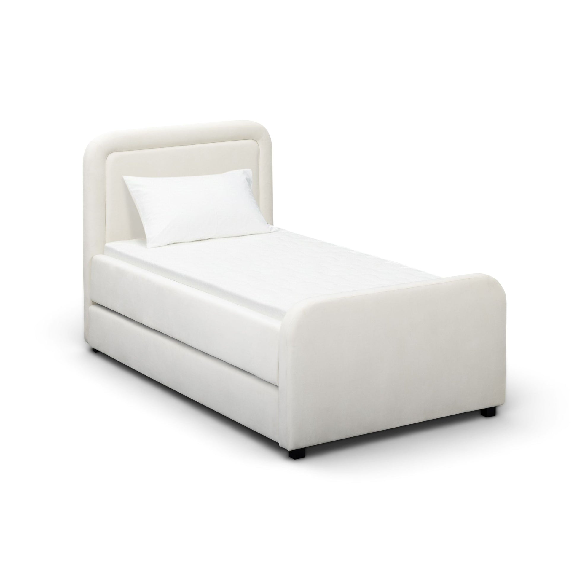 Briella Performance Velvet Trundle Bed in Twin - Cream - Image 3