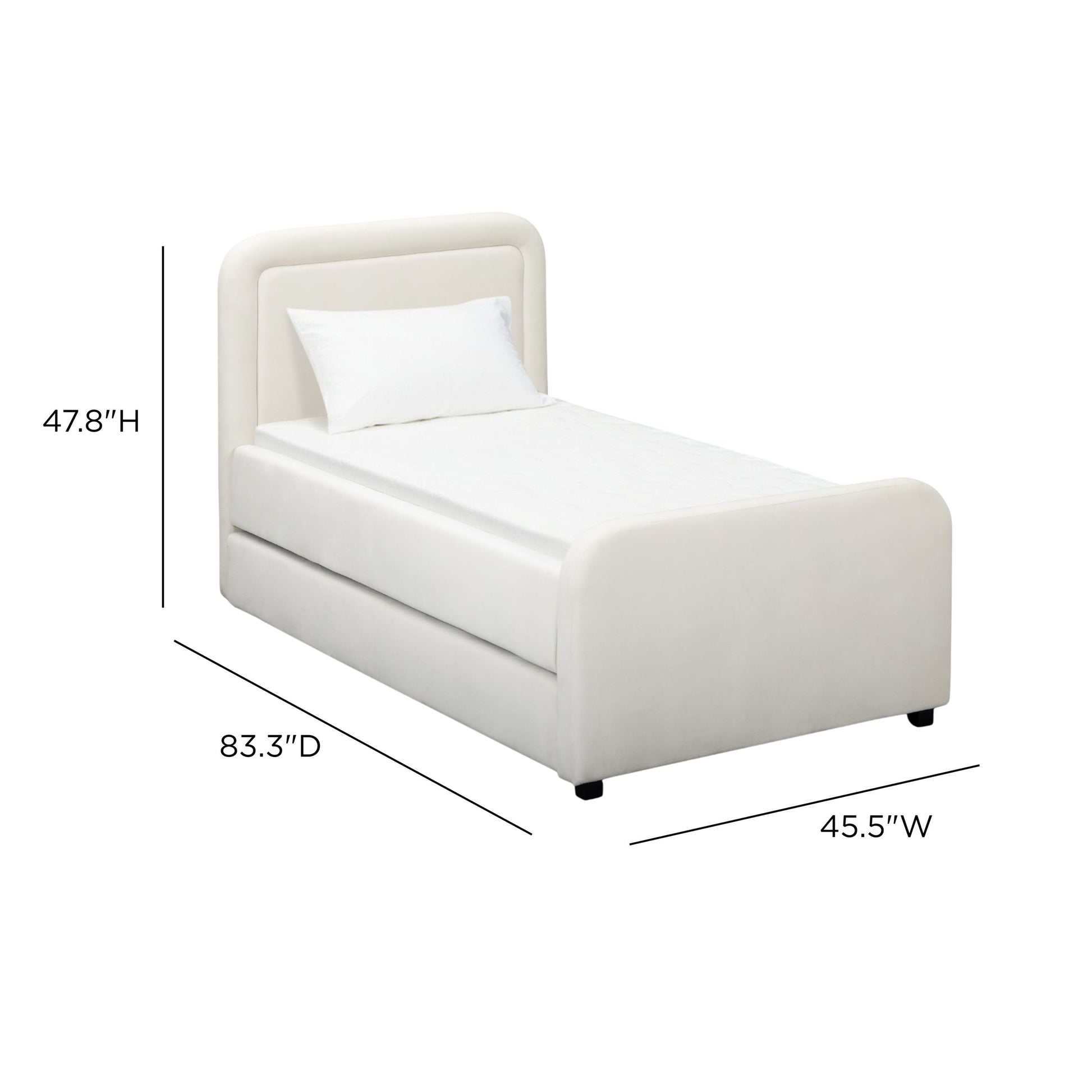 Briella Performance Velvet Trundle Bed in Twin - Cream - Image 10