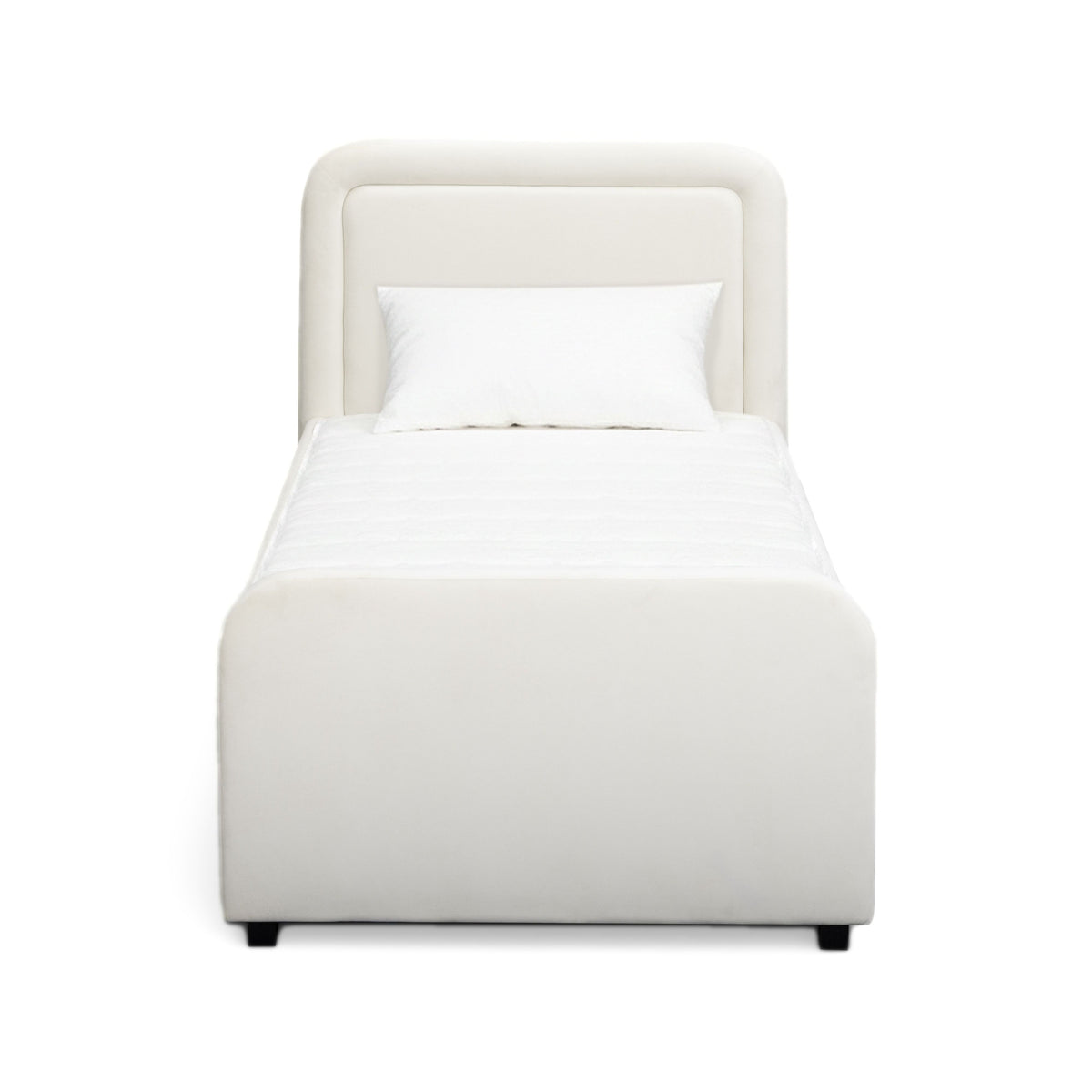 Briella Performance Velvet Trundle Bed in Twin - Cream - Image 4