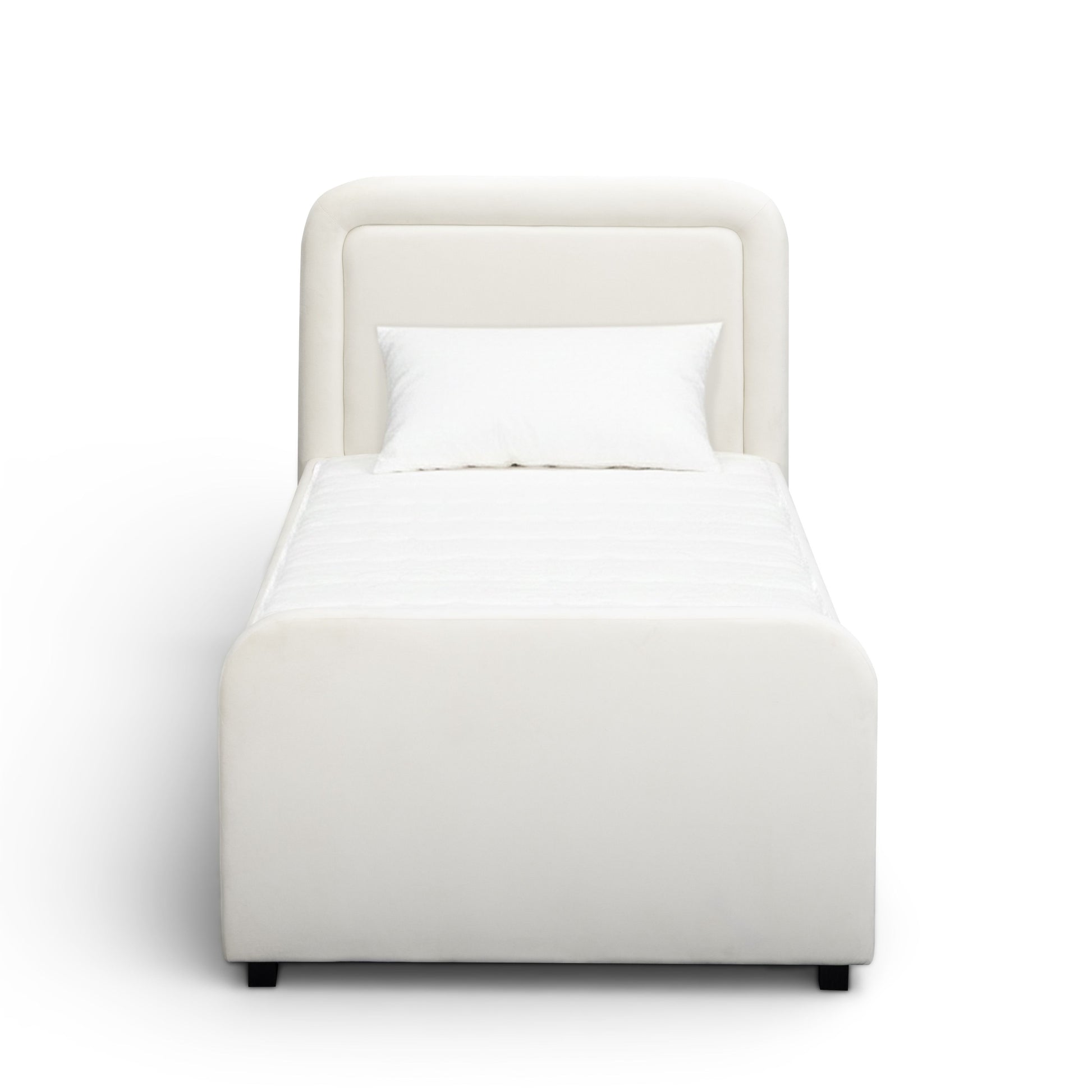 Briella Performance Velvet Trundle Bed in Twin - Cream - Image 4