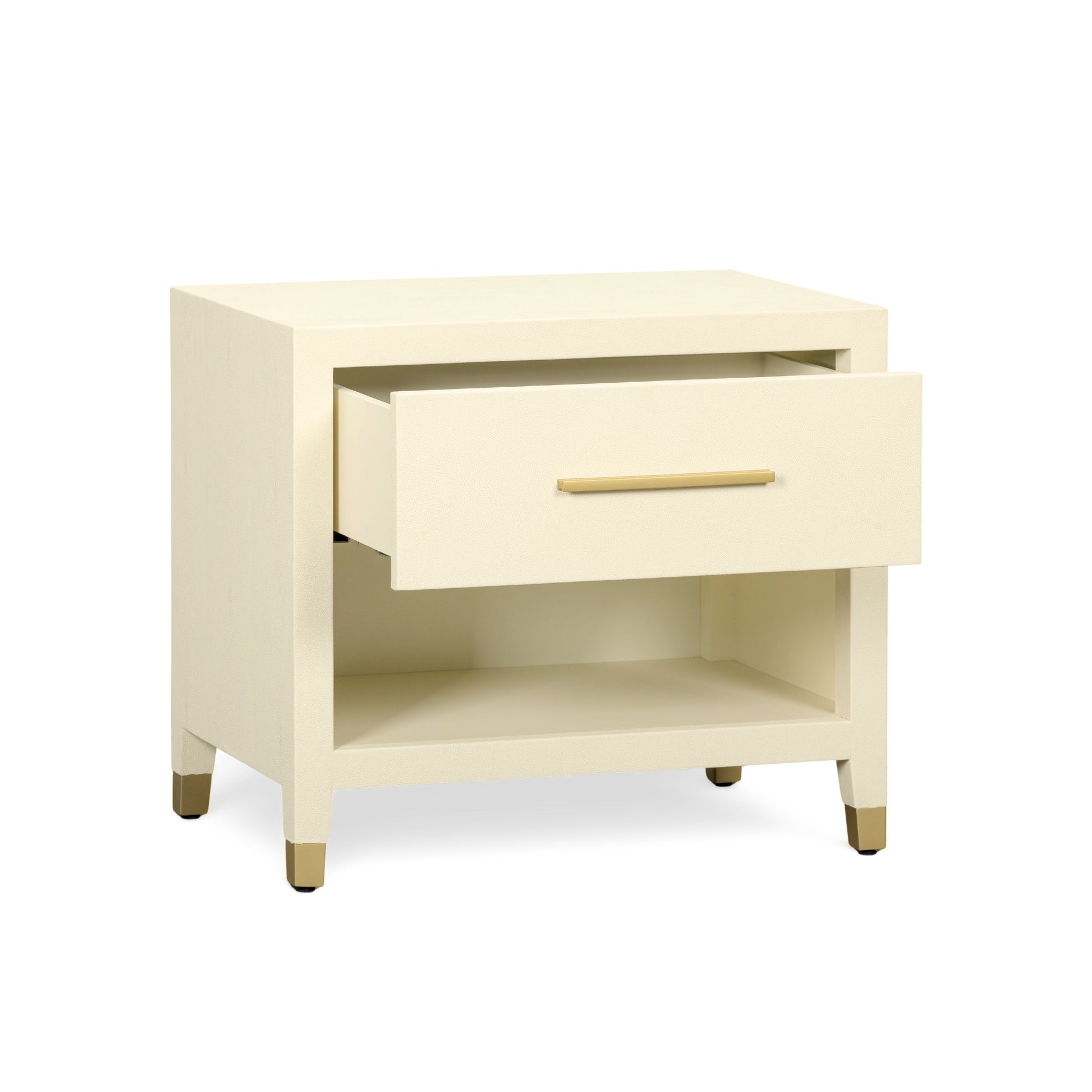 Dani 25" Cream Faux Shagreen Nightstand with Drawer - Image 4