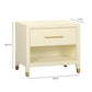 Dani 25" Cream Faux Shagreen Nightstand with Drawer - Image 7