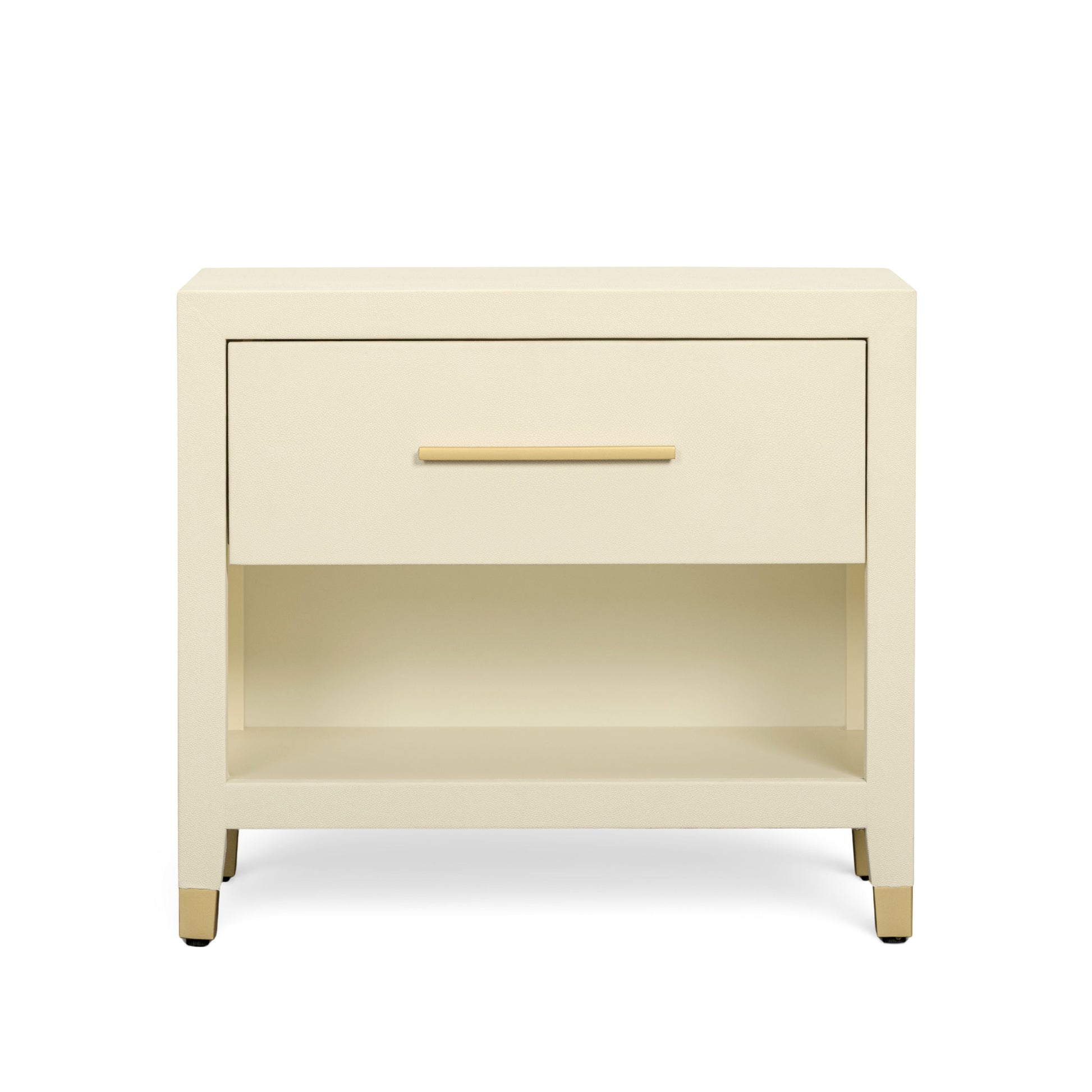 Dani 25" Cream Faux Shagreen Nightstand with Drawer - Image 1