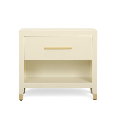 Dani 25" Cream Faux Shagreen Nightstand with Drawer - Image 1