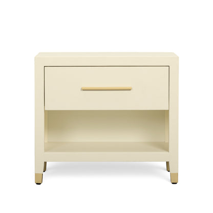 Dani 25" Cream Faux Shagreen Nightstand with Drawer - Default Title - Image 2
