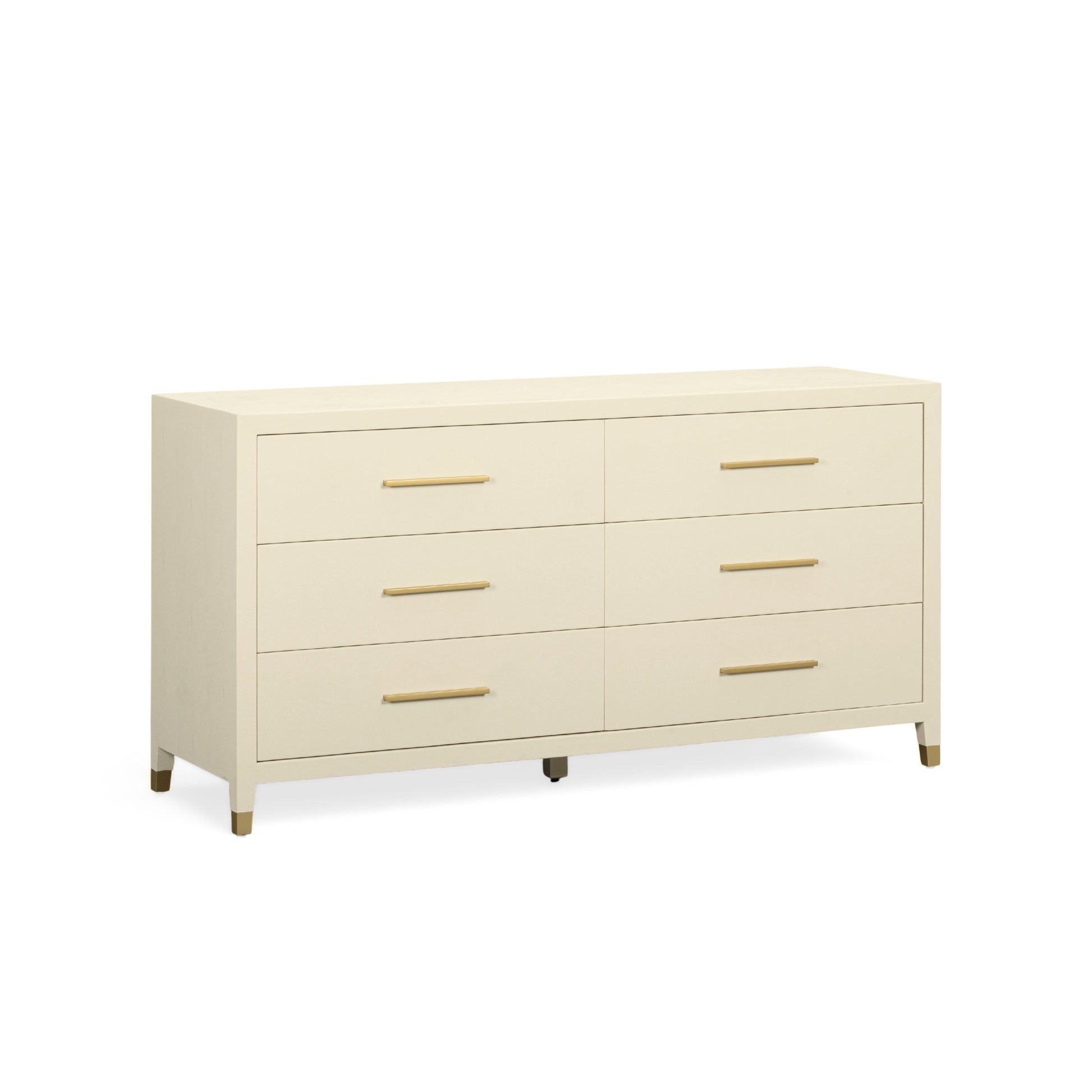Dani 62" Cream Faux Shagreen 6-Drawer Dresser - Image 3