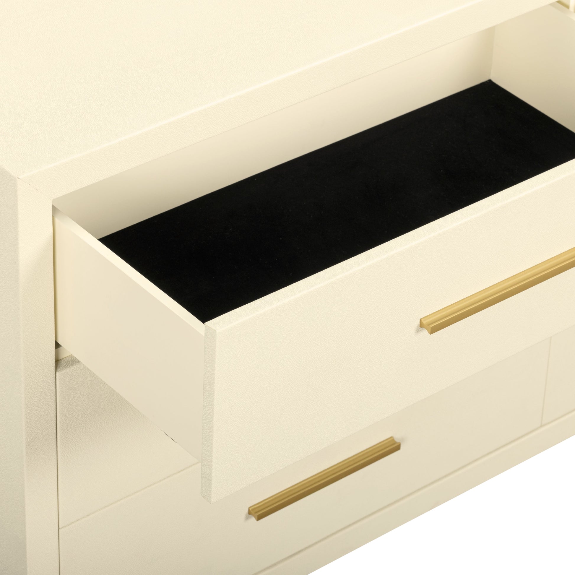 Dani 62" Cream Faux Shagreen 6-Drawer Dresser - Image 6