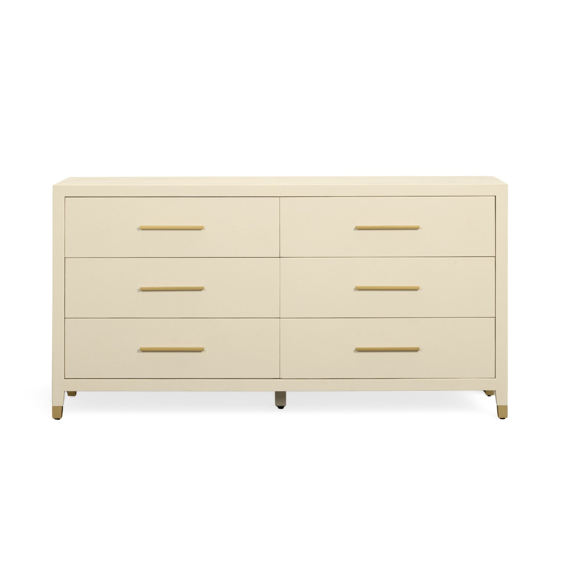 Dani 62" Cream Faux Shagreen 6-Drawer Dresser - Image 1