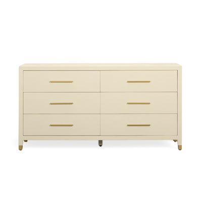 Dani 62" Cream Faux Shagreen 6-Drawer Dresser - Image 1