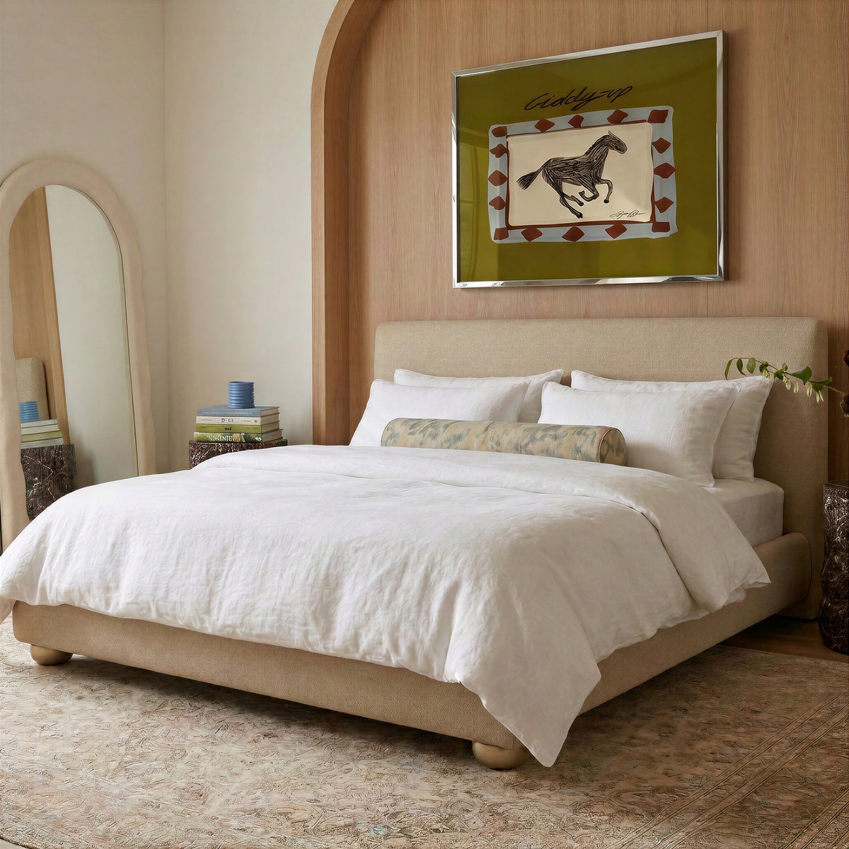 Rayne Textured Fabric Bed - Honey / Queen - Image 2