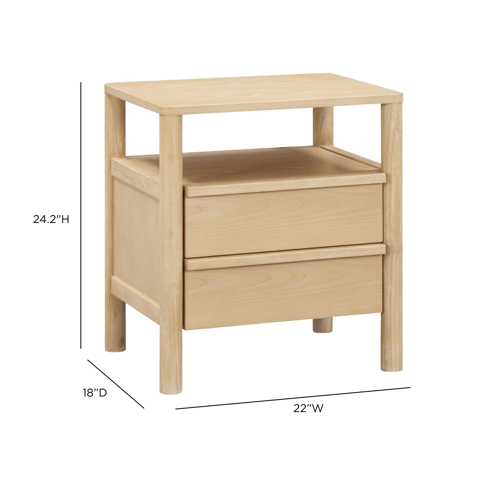 Tyra 22" Ash 2-Drawer Nightstand - Natural - Image 8