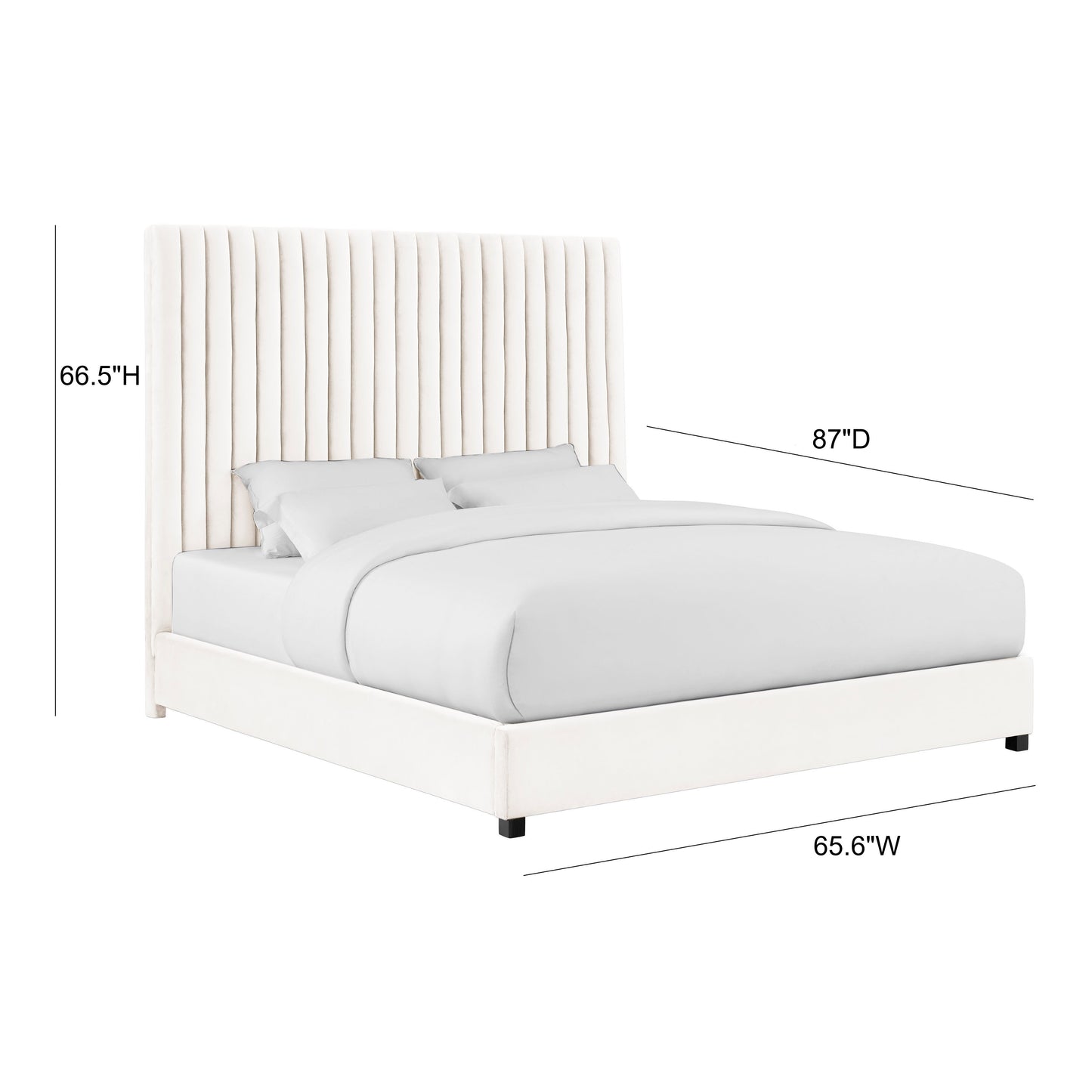 Arabelle Performance Velvet Bed - White / Queen - Image 6