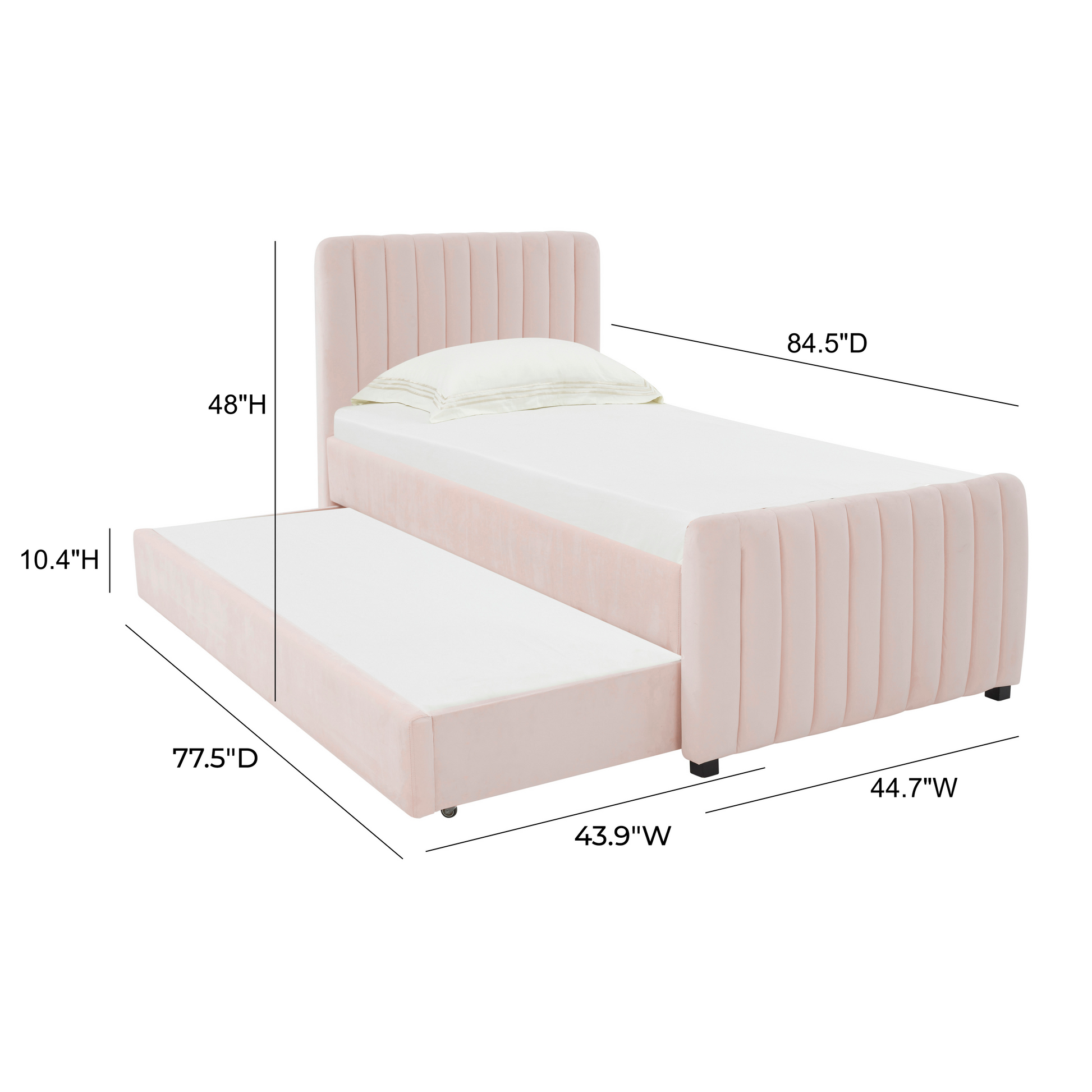 Angela Performance Velvet Trundle Bed in Twin - Blush - Image 8