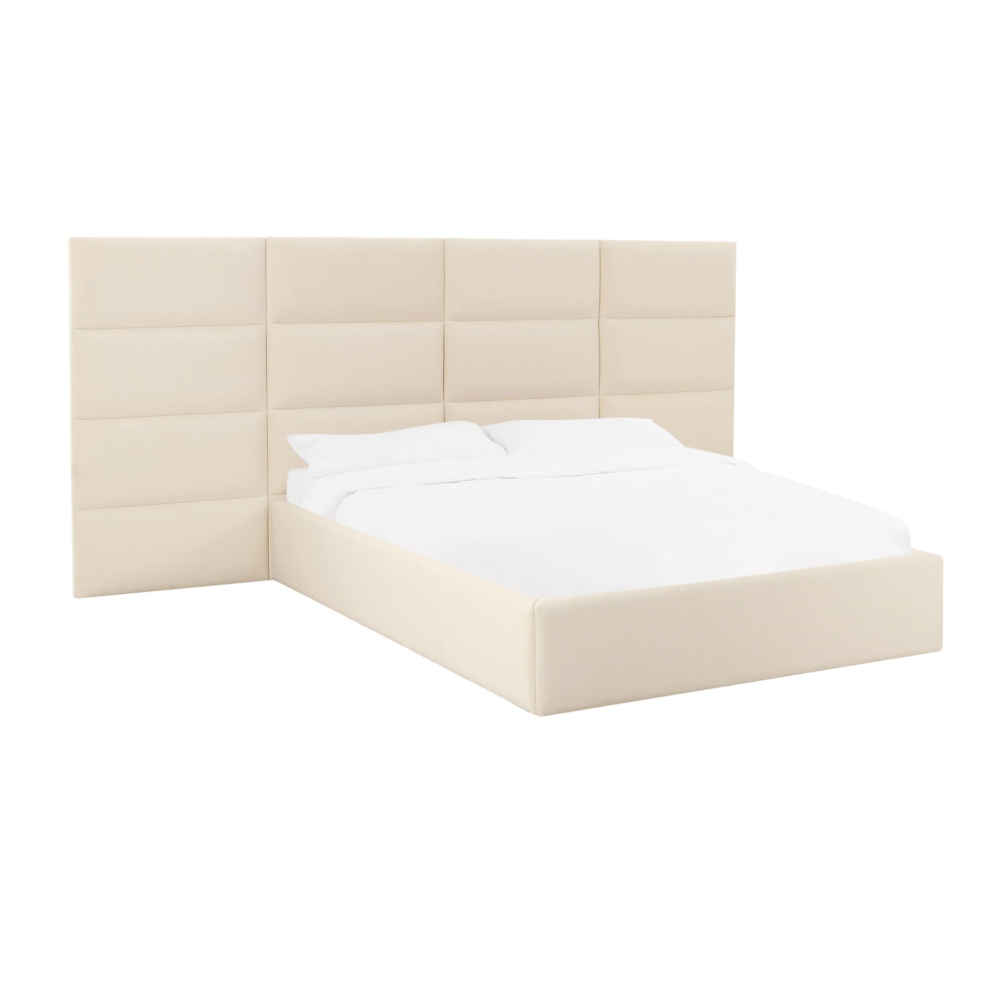 Eliana Performance Velvet Headboard Wings - Cream / Queen - Image 3