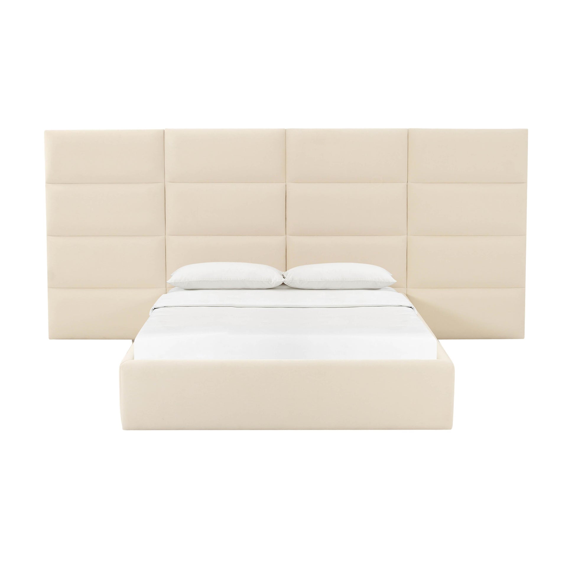 Eliana Performance Velvet Headboard Wings - Cream / Queen - Image 4