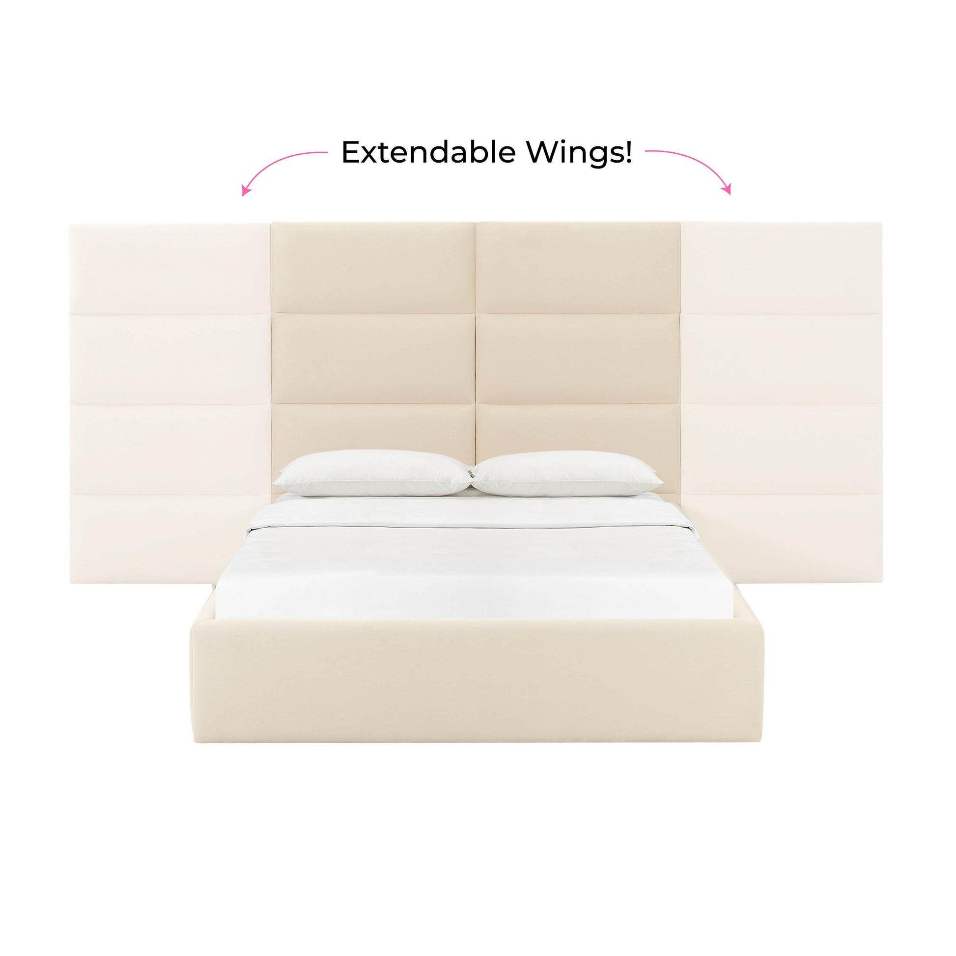 Eliana Performance Velvet Headboard Wings - Cream / Queen - Image 5
