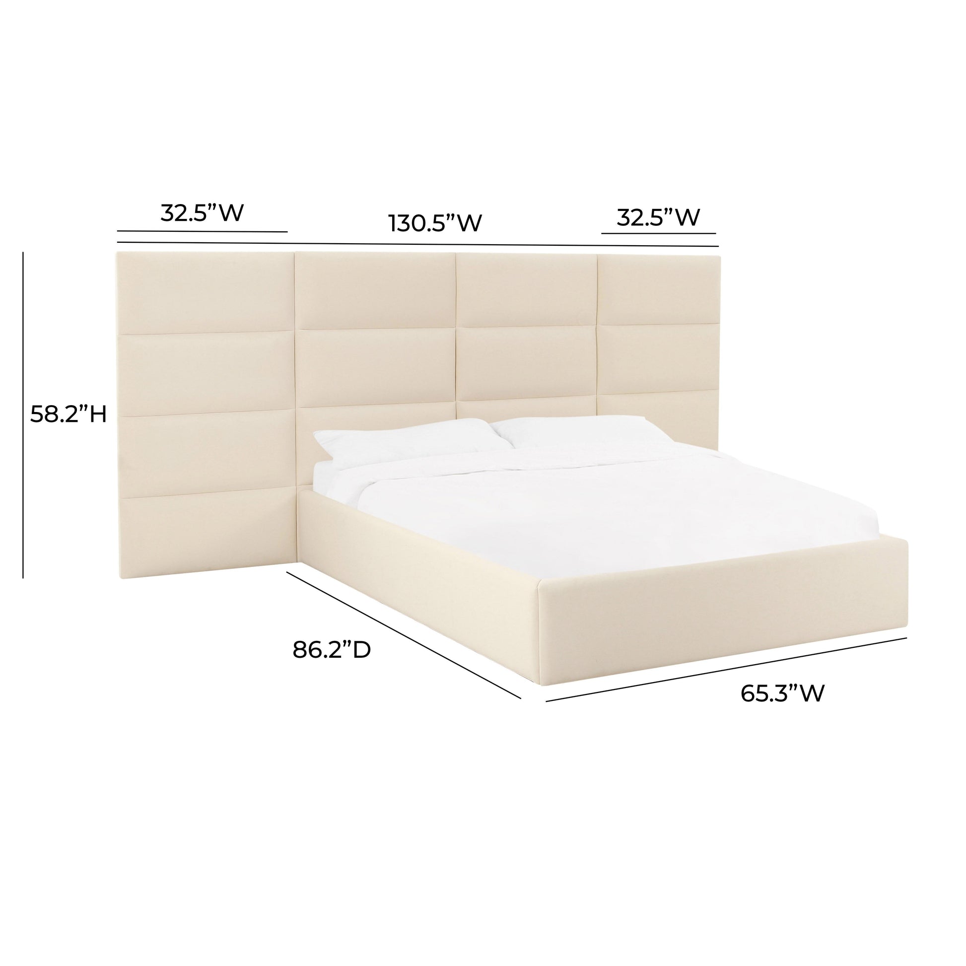 Eliana Performance Velvet Headboard Wings - Cream / Queen - Image 6
