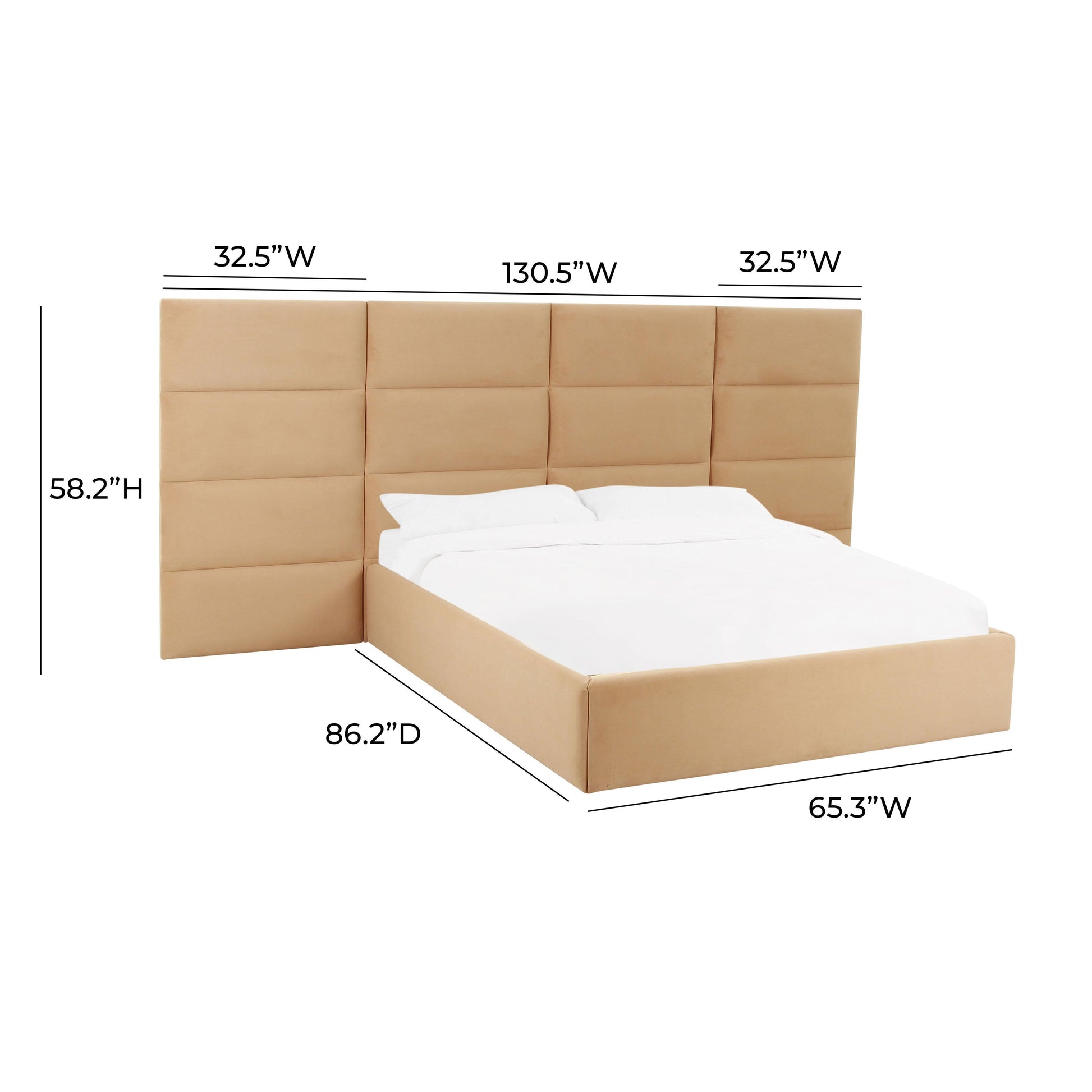 Eliana Performance Velvet Headboard Wings - Honey / Queen - Image 6