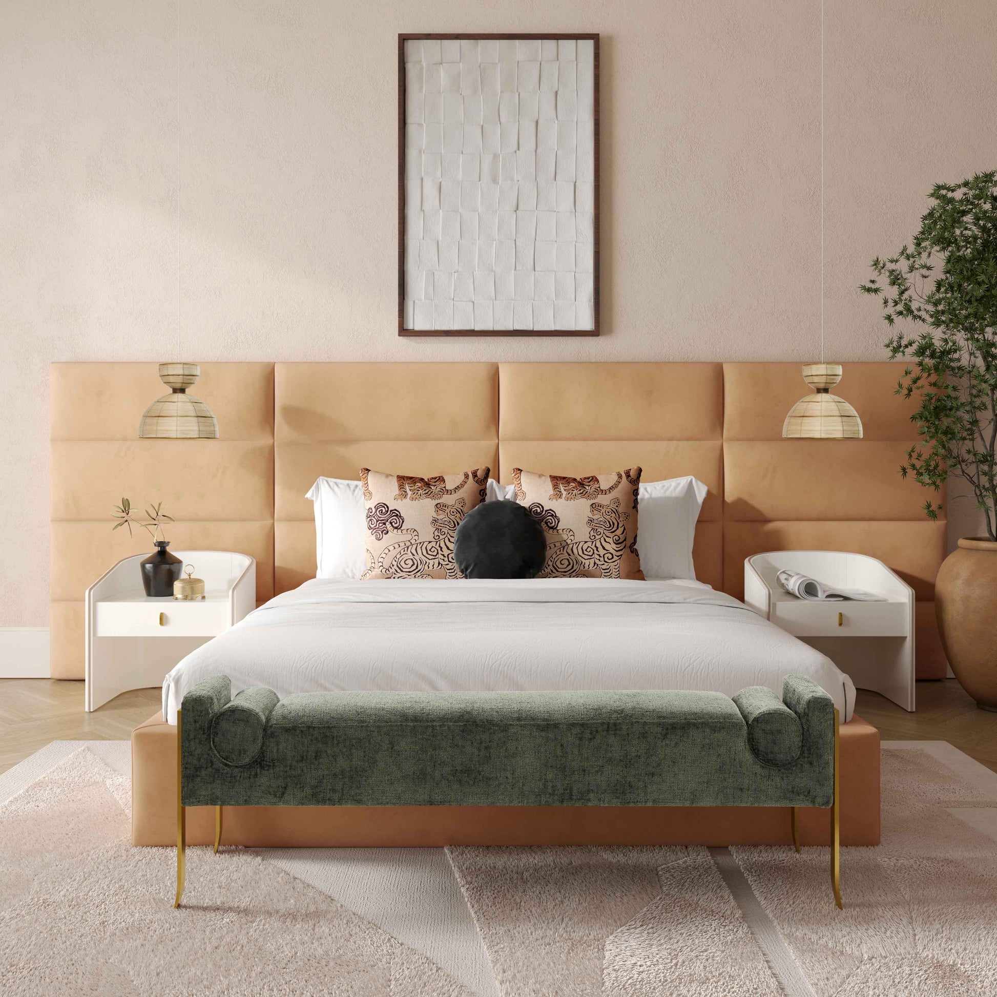 Eliana Performance Velvet Headboard Wings - Honey / Queen - Image 7