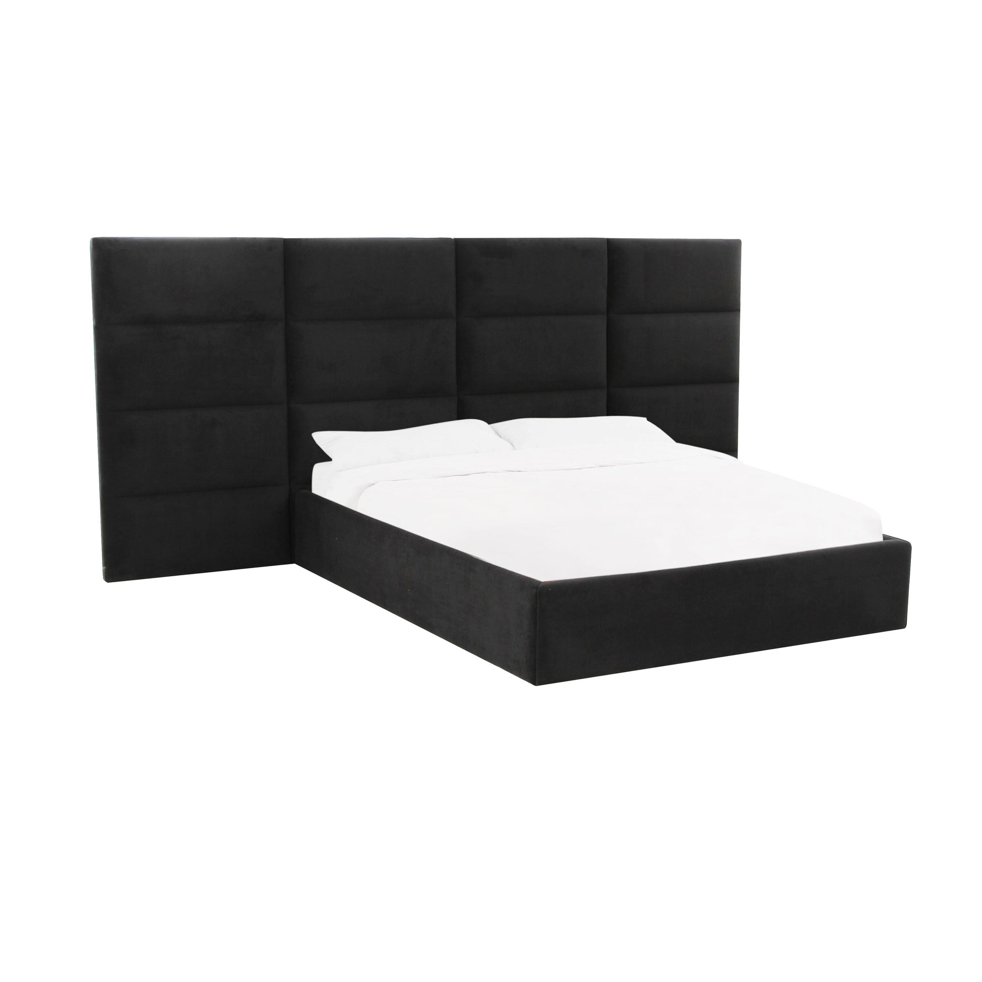 Eliana Performance Velvet Headboard Wings - Black / King - Image 3