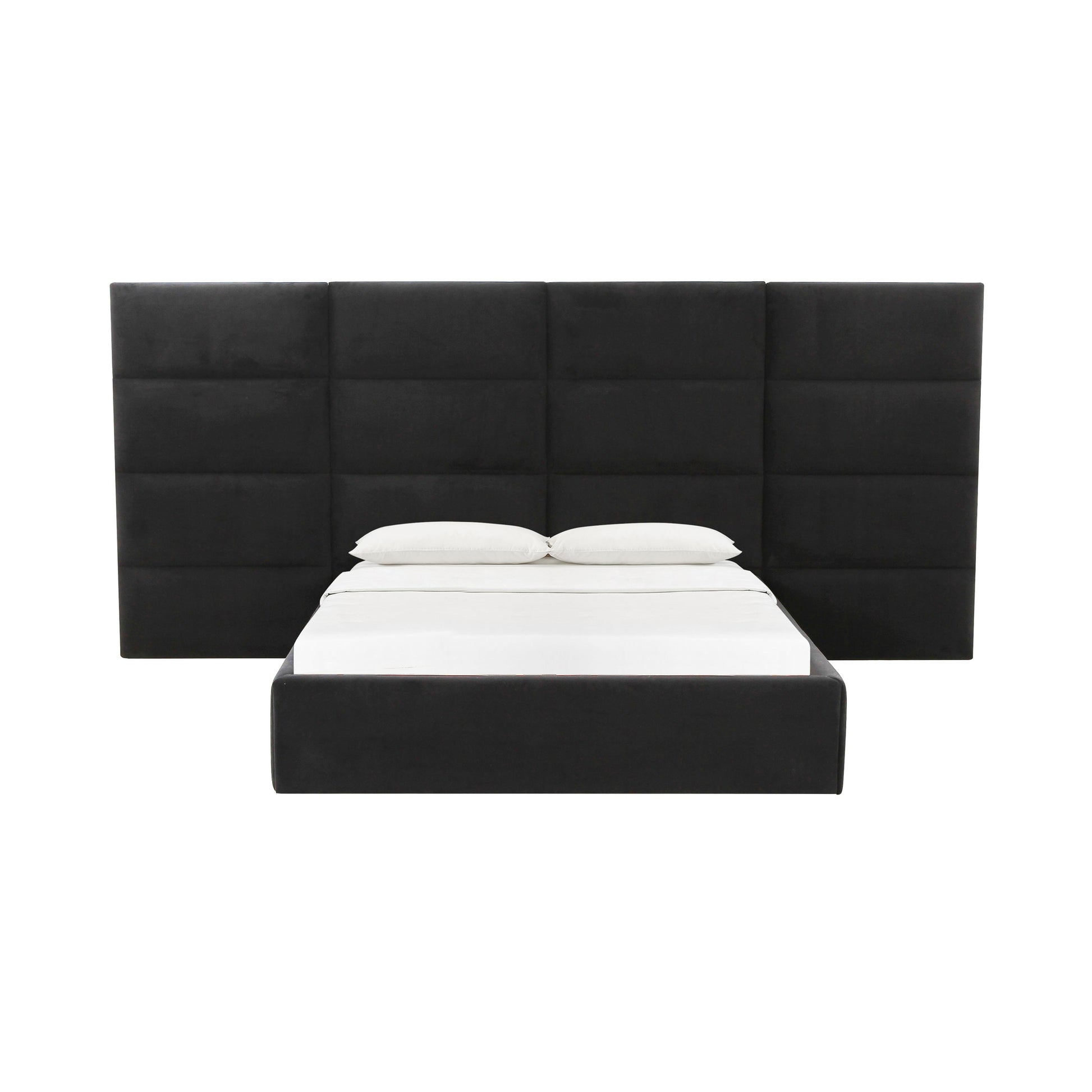 Eliana Performance Velvet Headboard Wings - Black / King - Image 4