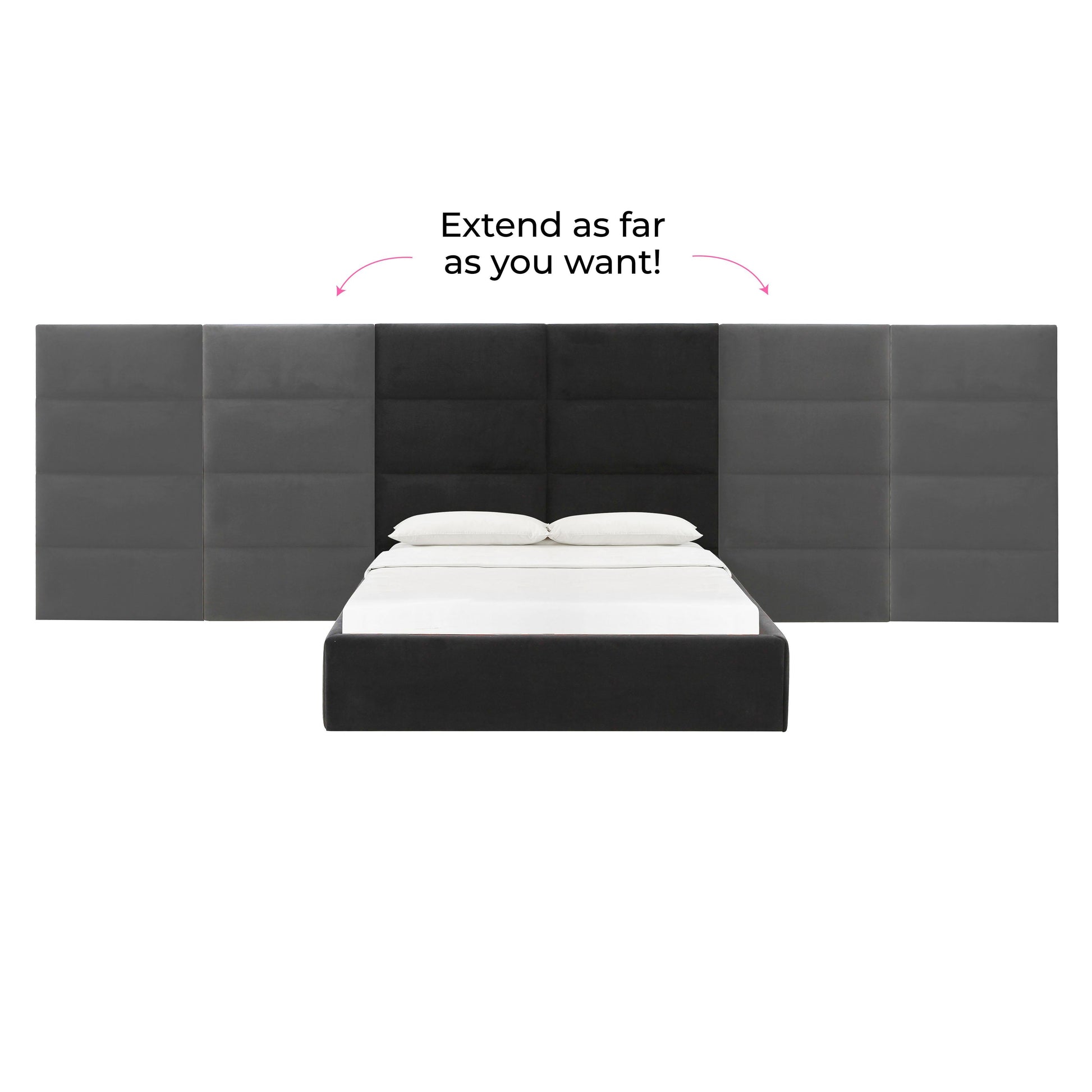 Eliana Performance Velvet Headboard Wings - Black / King - Image 6