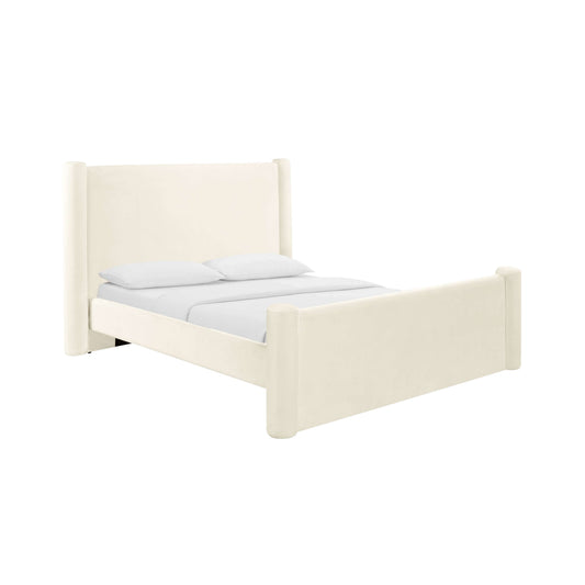 Athara Cream Velvet Bed - Image 1