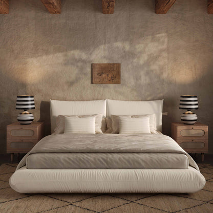 Romp Cream Upcycled Performance Linen Bed - Queen - Image 1