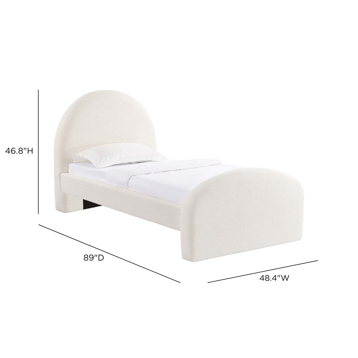 Moon Cream Performance Boucle Twin Bed - Image 5