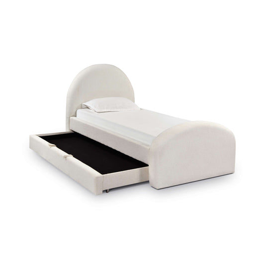 Moon Cream Performance Boucle Twin Trundle Bed - Image 1