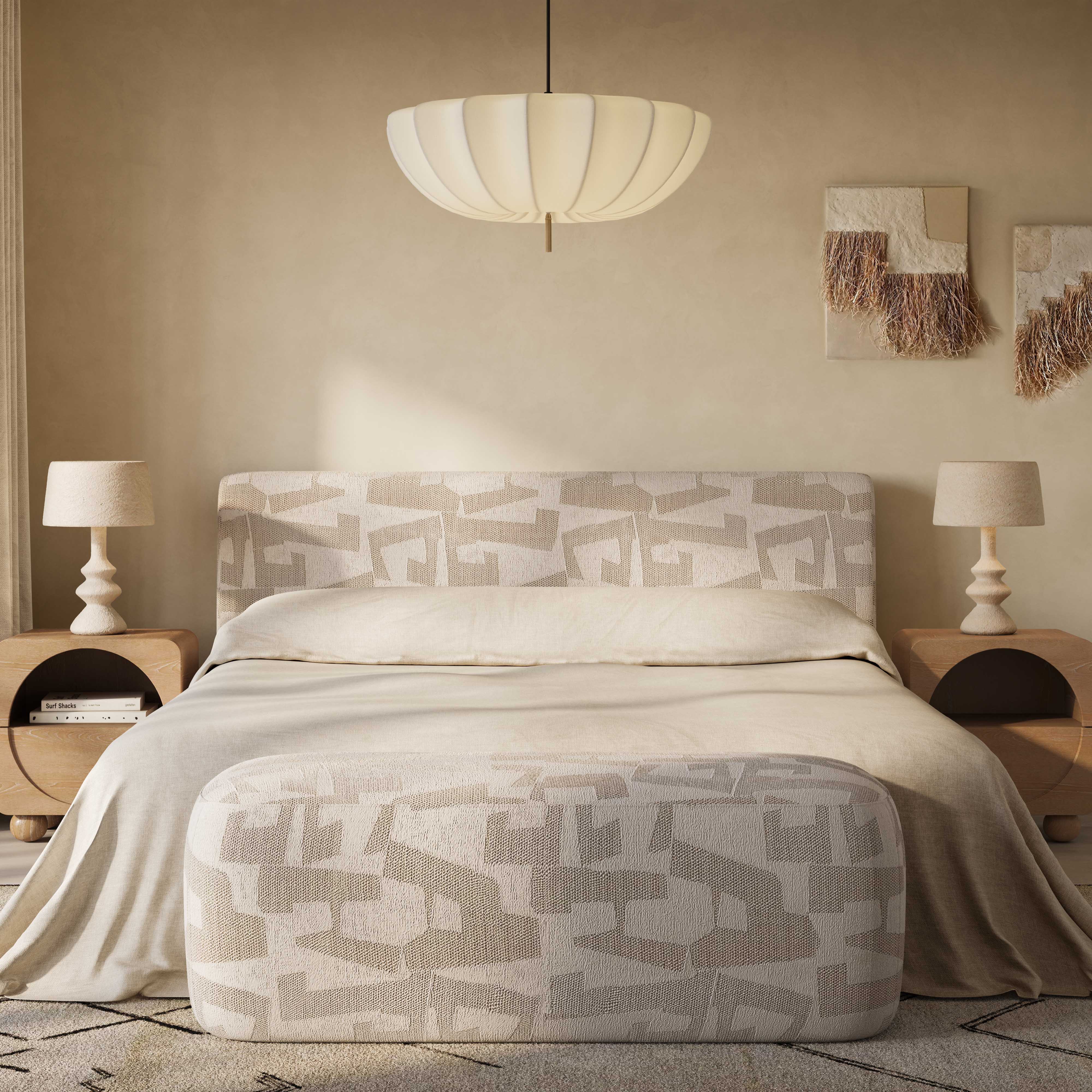 Isla Cream Jacquard Pattern Bed | TOV Furniture