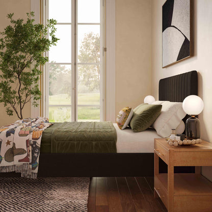 Angela Upcycled Performance Linen Bed - Black / King - Image 1