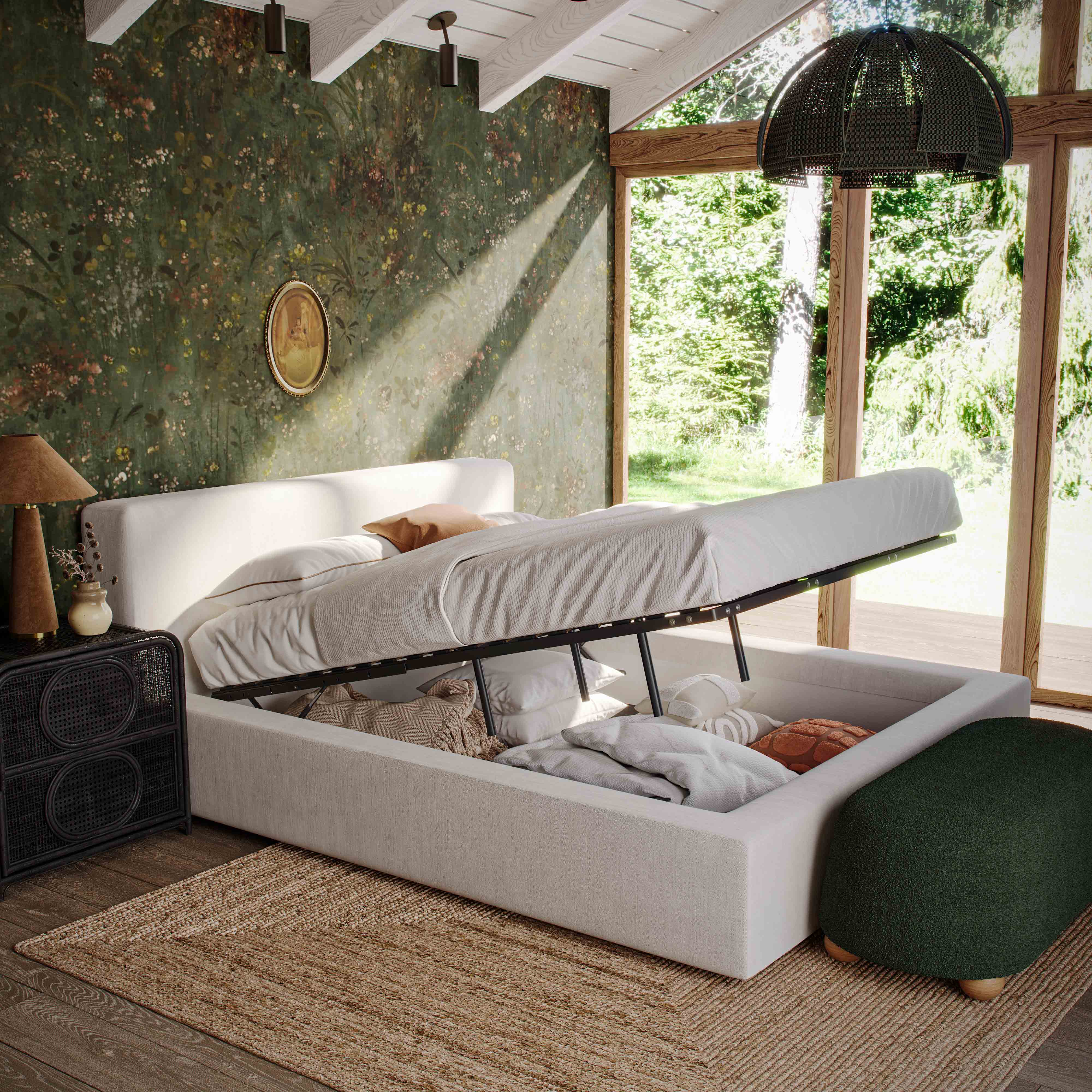美品　BMSG　BE:FIRST　バスケットタンクトップ　/M　白　ストレッチ Meena Cream Upcycled Performance Linen Storage Bed | TOV Furniture