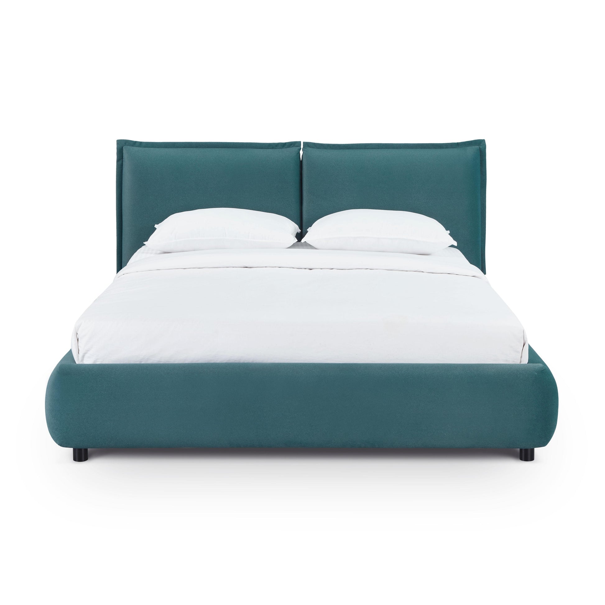 Mel Performance Faux Mohair Velvet Bed - Teal / Queen - Image 1