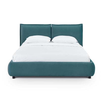 Mel Performance Faux Mohair Velvet Bed - Teal / Queen - Image 1