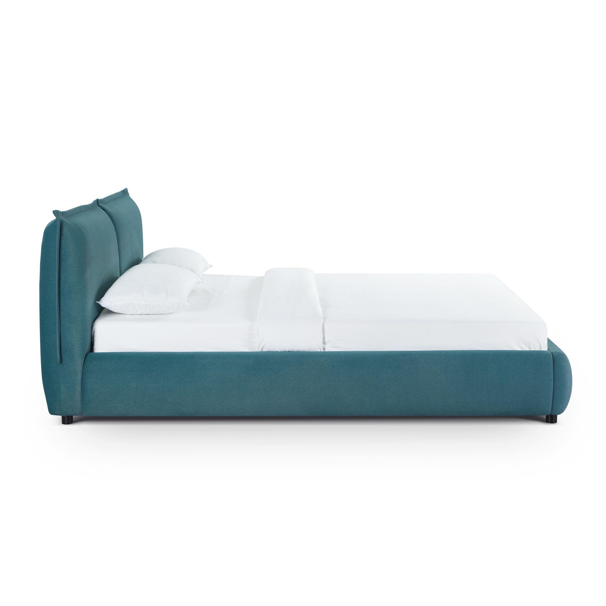 Mel Performance Faux Mohair Velvet Bed - Teal / Queen - Image 3