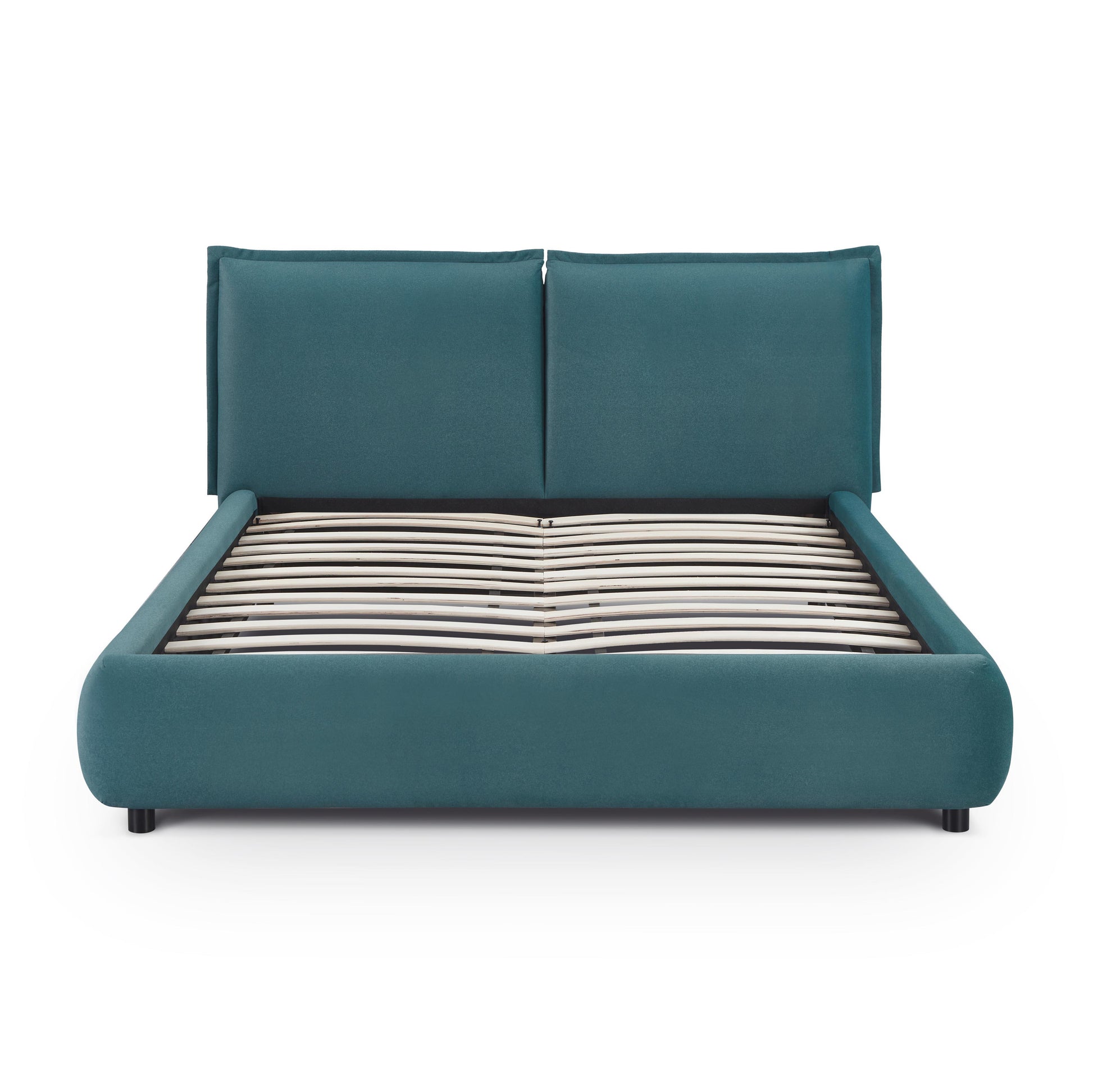 Mel Performance Faux Mohair Velvet Bed - Teal / Queen - Image 5