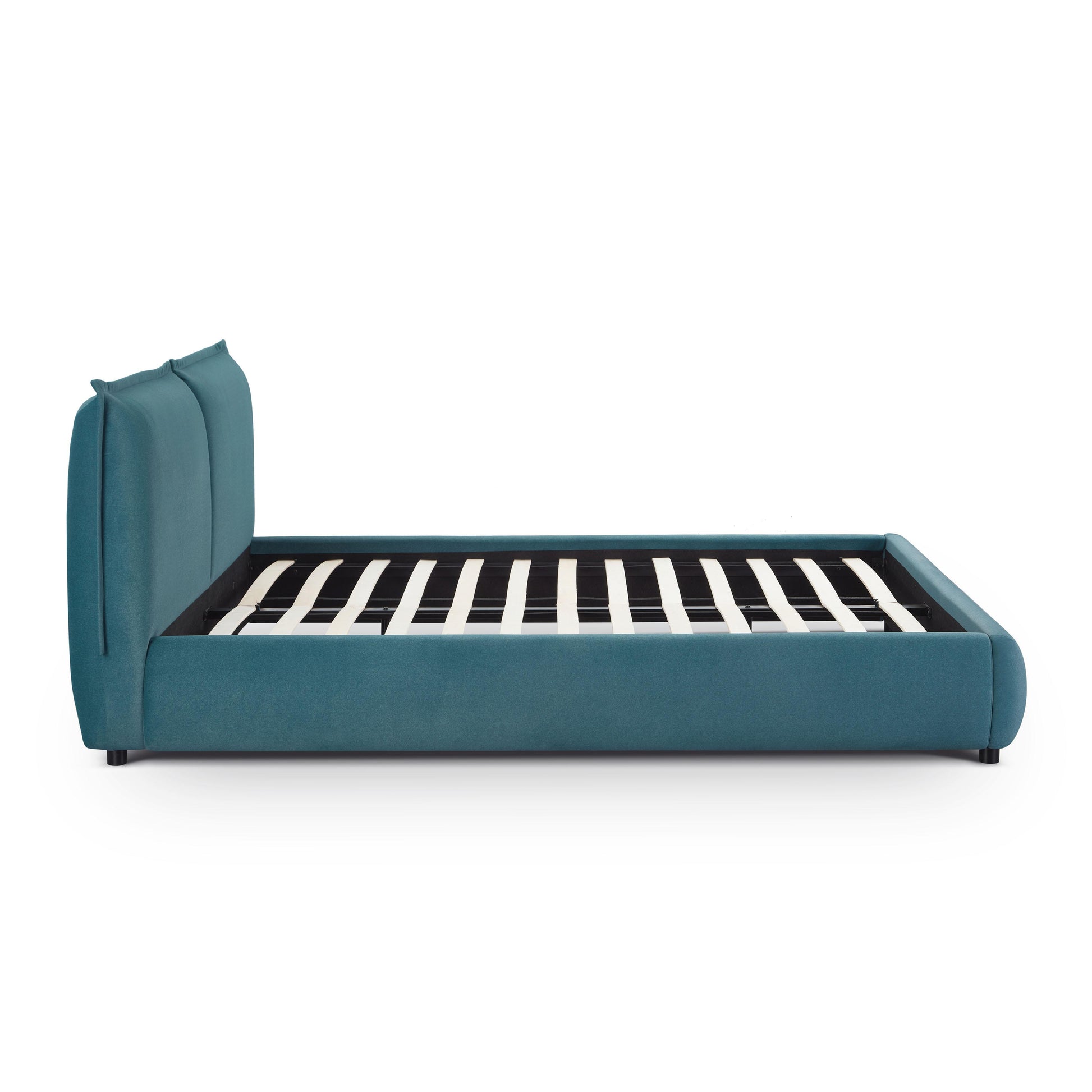 Mel Performance Faux Mohair Velvet Bed - Teal / Queen - Image 6