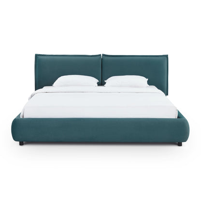 Mel Performance Faux Mohair Velvet Bed - Teal / King - Image 1