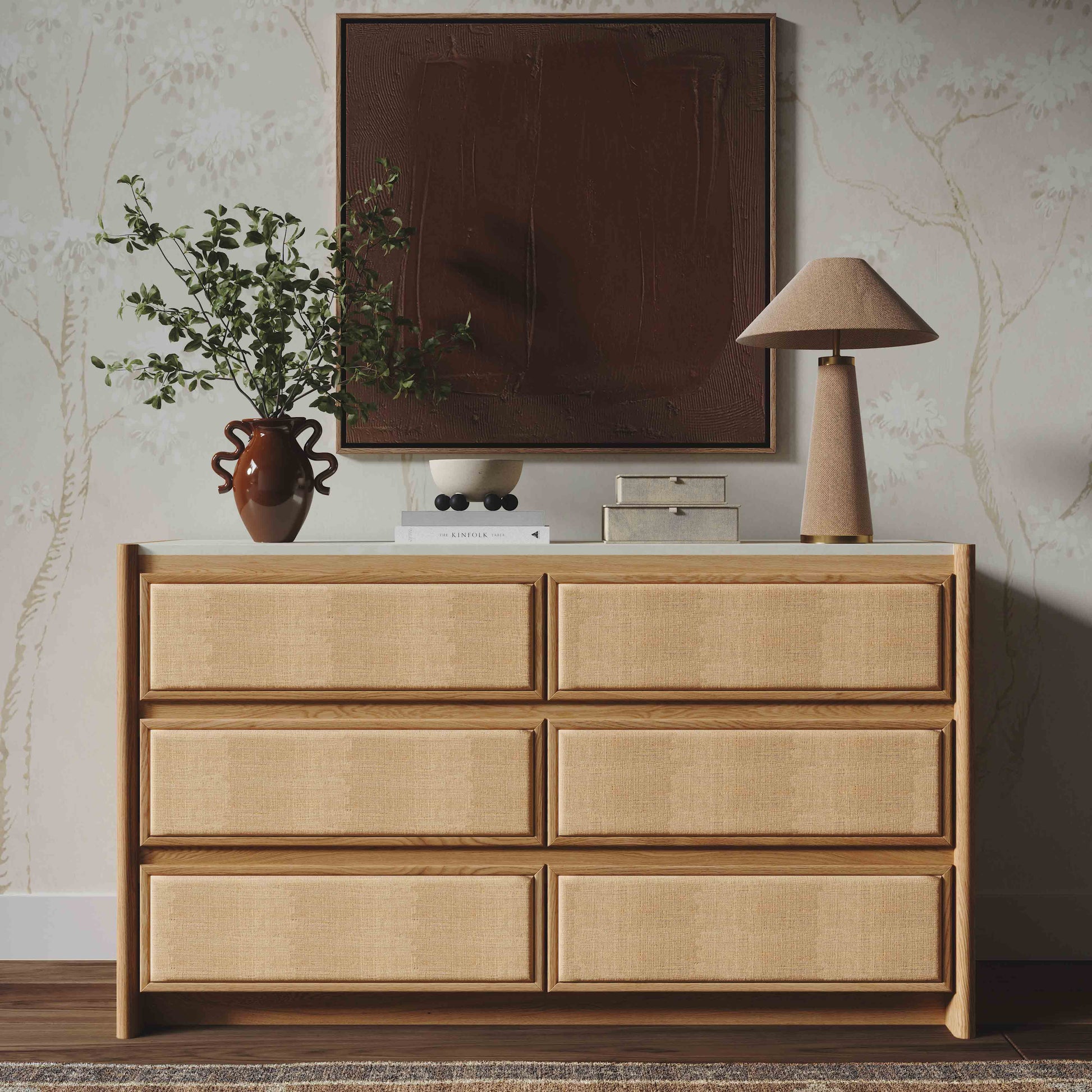 Paige 56" Natural Oak 6-Drawer Dresser Paige 56" Natural Oak 6-Drawer Dresser