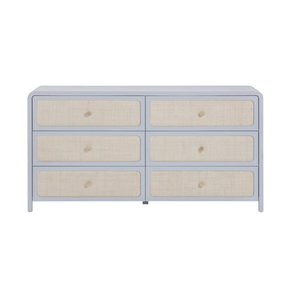 Patty 62" Rattan 6 Drawer Dresser - Blue - Image 1