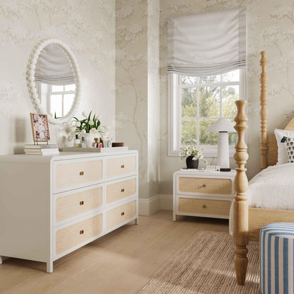 Patty 28" Rattan 2 Drawer Nightstand - White - Image 1