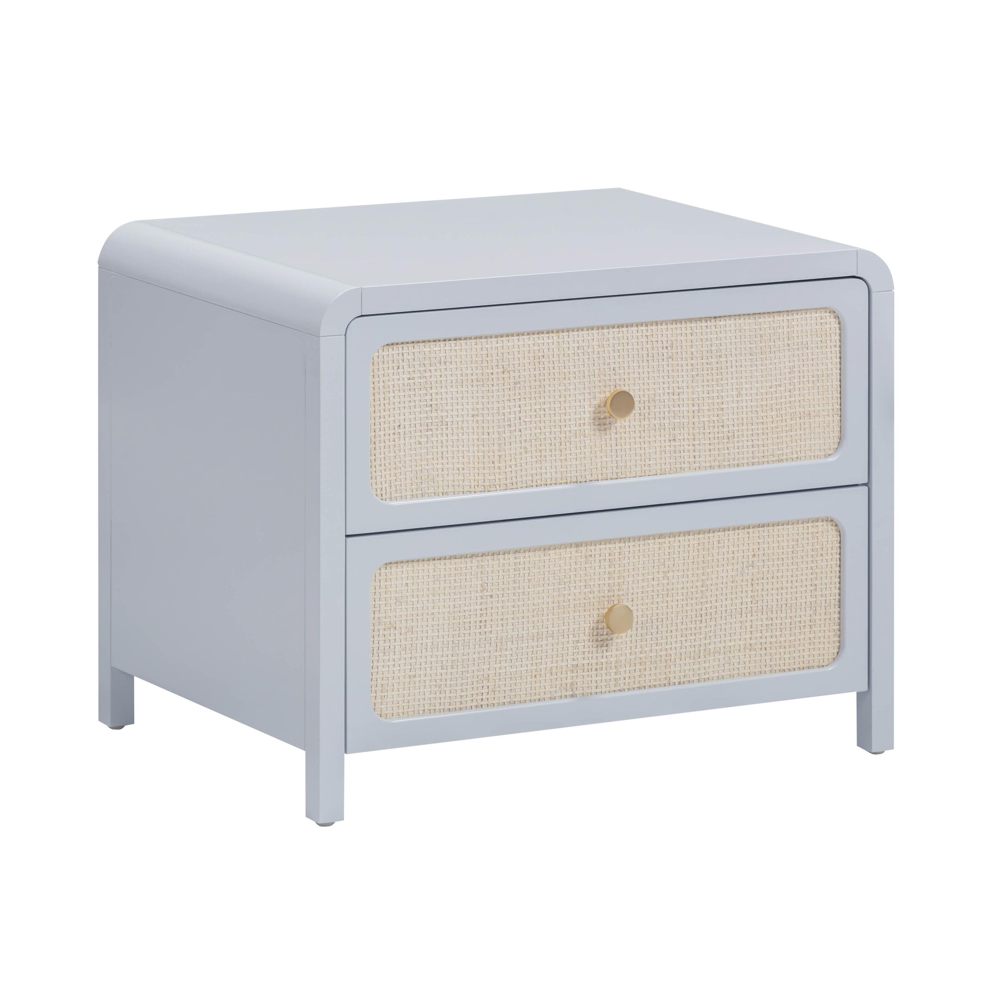 Patty 28" Rattan 2 Drawer Nightstand - Blue - Image 3