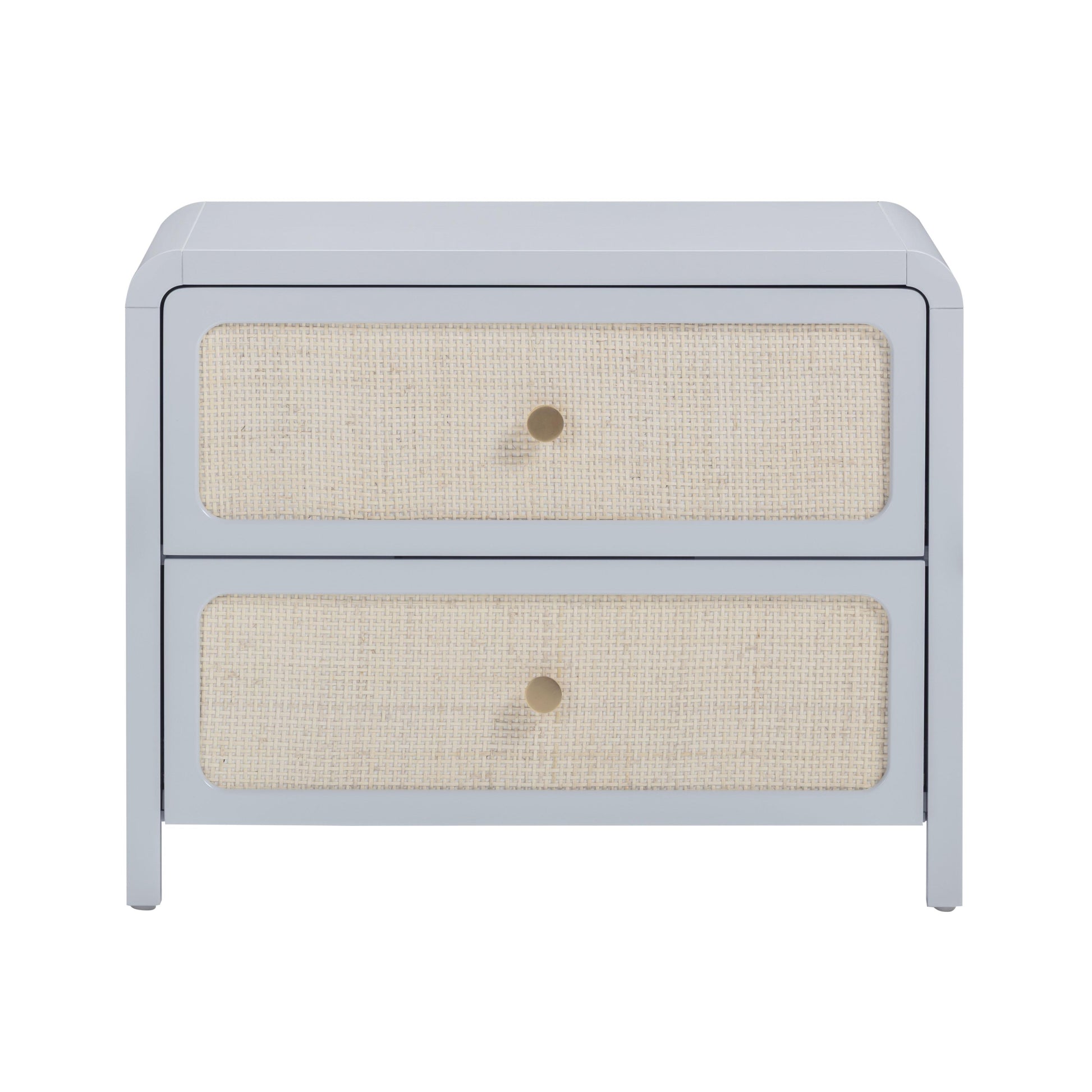 Patty 28" Rattan 2 Drawer Nightstand - Blue - Image 1